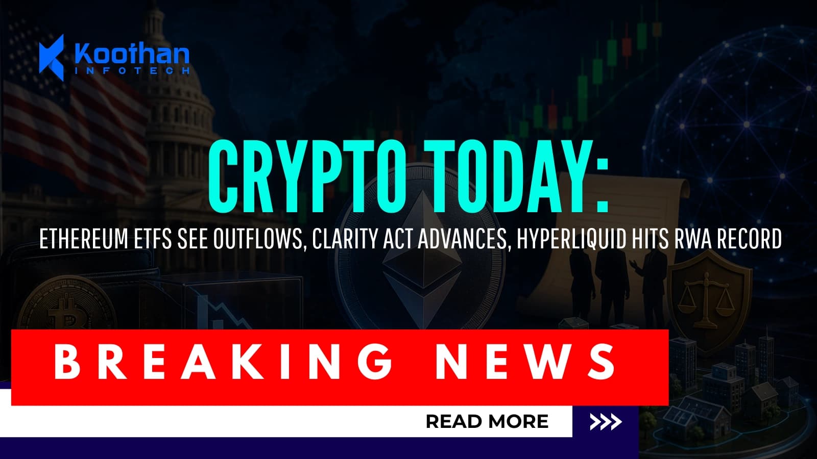 Crypto Today: Ethereum ETF Inflows Slow, CLARITY Act Gains Momentum, Hyperliquid Sets New RWA Trading Record